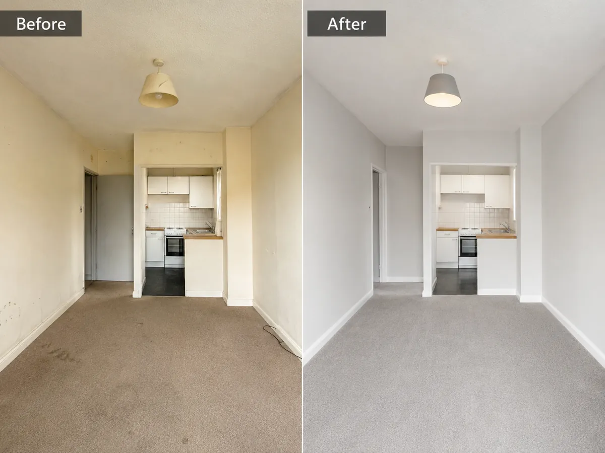 Completed before and after rental property decorating refresh in the Ballyclare area